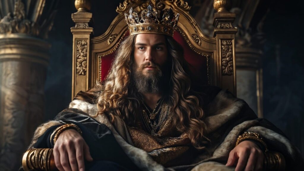 O Rei Davi foi um dos mais importantes reis de Israel, conhecido por sua fé em Deus, coragem e liderança. Inicialmente um simples pastor de ovelhas, ele ficou famoso por derrotar o gigante Golias com uma funda. Davi se tornou rei e unificou as tribos de Israel, estabelecendo Jerusalém como capital. Apesar de suas falhas humanas, ele foi chamado de "homem segundo o coração de Deus" por sua devoção e arrependimento sincero. Ele também é autor de muitos salmos, incluindo o famoso Salmo 23. Sua vida é um exemplo de fé, coragem e busca pelo perdão divino.